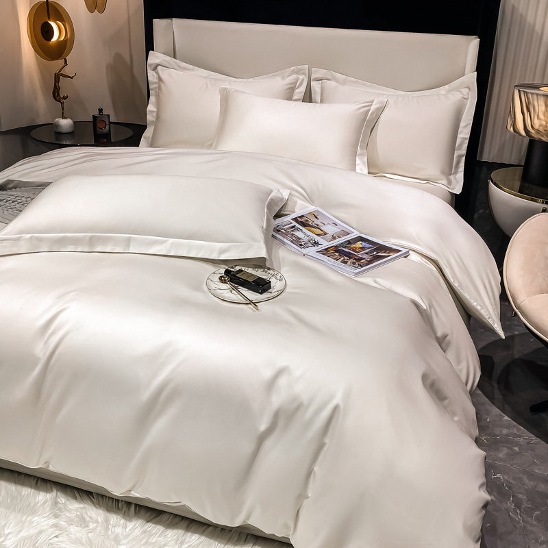 出口双股五星级酒店纯棉四件套长绒棉全棉被套床单笠纯色床上用品