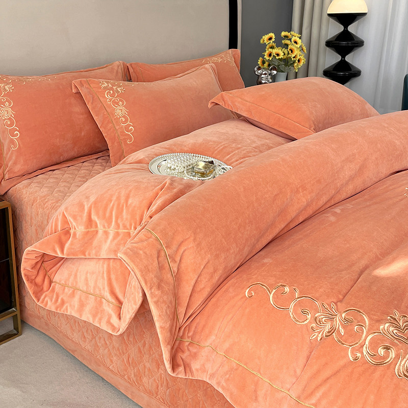 欧式高端A类牛奶绒床盖款四件套轻奢高级感冬季加厚婴儿绒双面绒