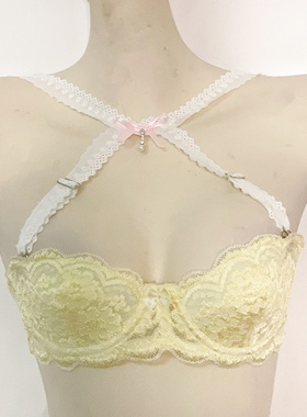 1.5cm宽白色蕾丝蝴蝶结可调节纯欲原创性感美背辣妹外穿内衣肩带