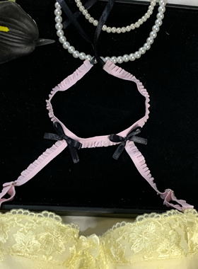 嘟嘟唇粉色蝴蝶结挂脖可调节纯欲原创性感美背辣妹外穿内衣肩带