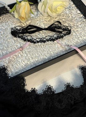 2024夏季新款蕾丝挂脖性感纯欲系带粉色内衣肩带可调节