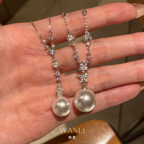 蝴蝶锆石珍珠项链轻奢小众