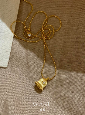 金银两色！中古拉丝星芒铃铛吊坠项链女款2026新气质锁骨链高级感
