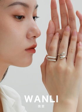 挽里925纯银简约小众开口戒指