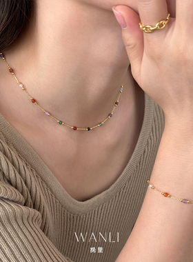 挽里S925纯银彩色项链女简约百搭