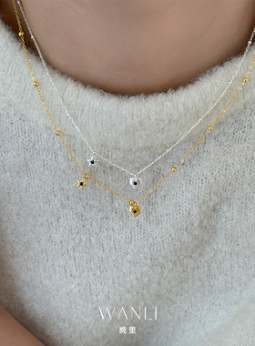 挽里s925纯银爱心女毛衣链轻奢