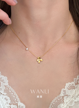 挽里春序珍珠花朵项链精致百搭