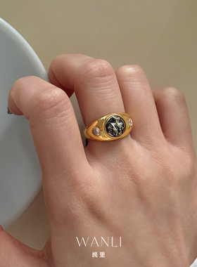复古小众美拉德戒指女古币风指环