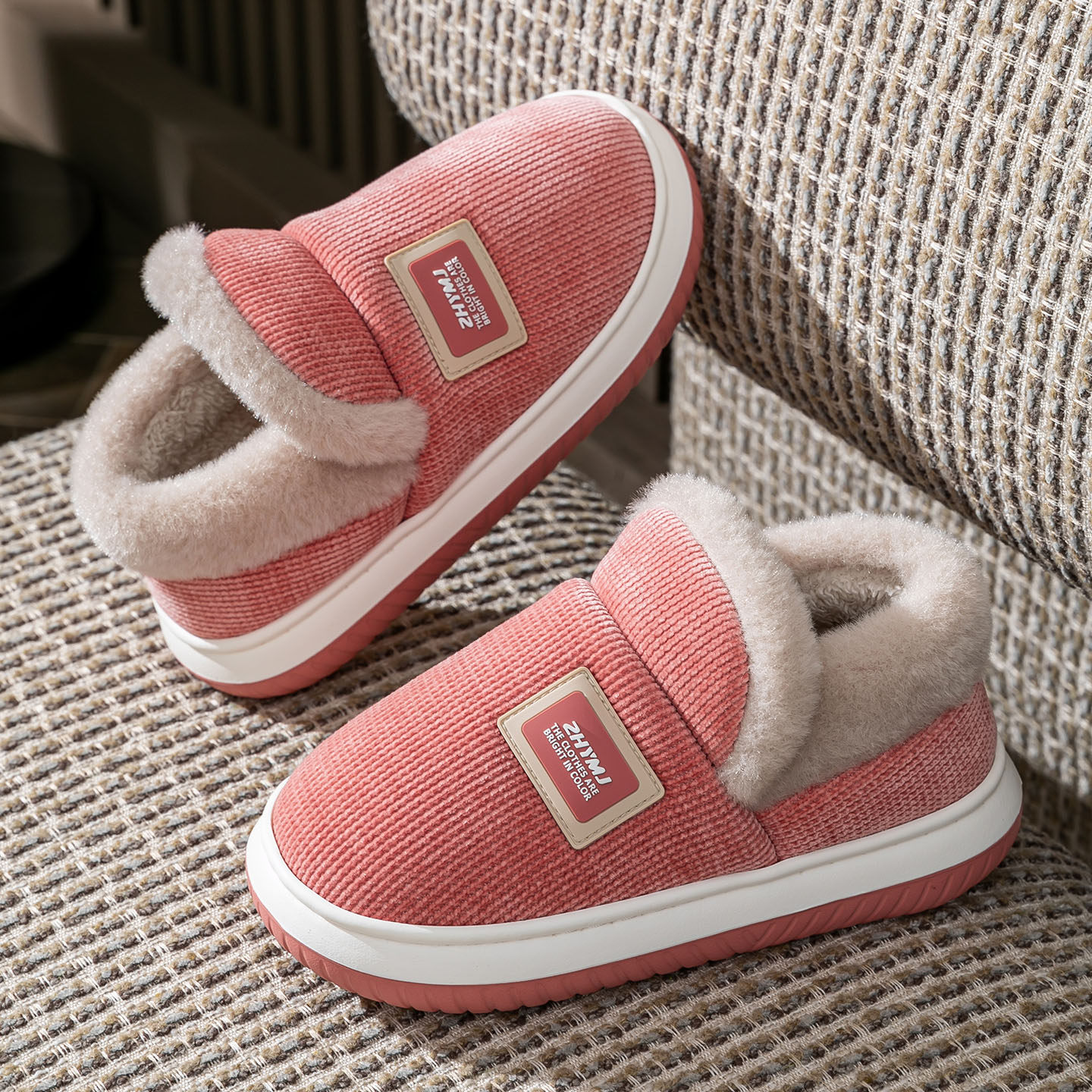 棉拖鞋女冬季包跟室内加绒加厚