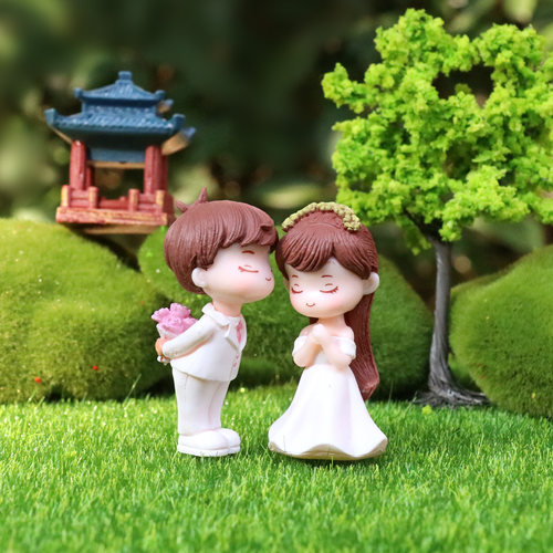 结婚蛋糕装饰新人人偶微景观摆件