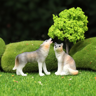 微缩仿真动物写实狼盲盒玩偶狼群模型树脂公仔微景观花盆造景摆件
