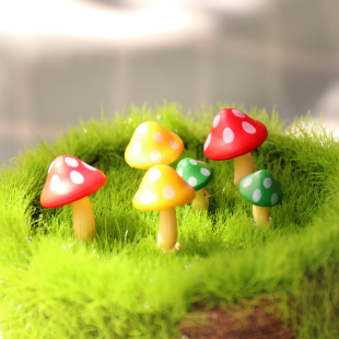 可爱迷你小蘑菇配件苔藓微景观小摆件多肉植物盆栽DIY造景小公仔