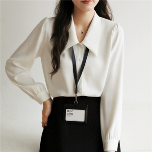 实拍2025春秋白色衬衫女长袖职业正装教师公务员服装事业编面试装