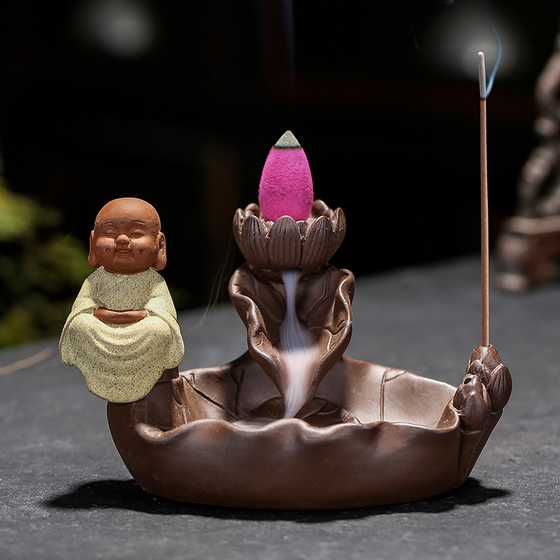 招财家用客厅桌面仿古檀香沉香薰炉香道倒流香炉摆件创意禅意送礼