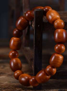 太行崖柏陈化红油高油高密异形珠1.2直切桶珠间圆珠手串手链佛珠