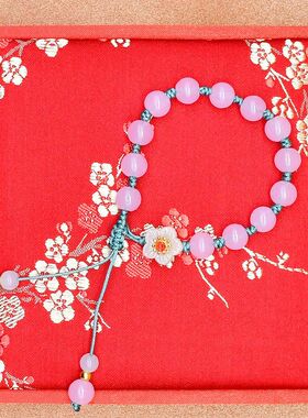 全手工编织小桃花空谷幽兰手链女款抖音同款国风汉服礼物手串佛珠