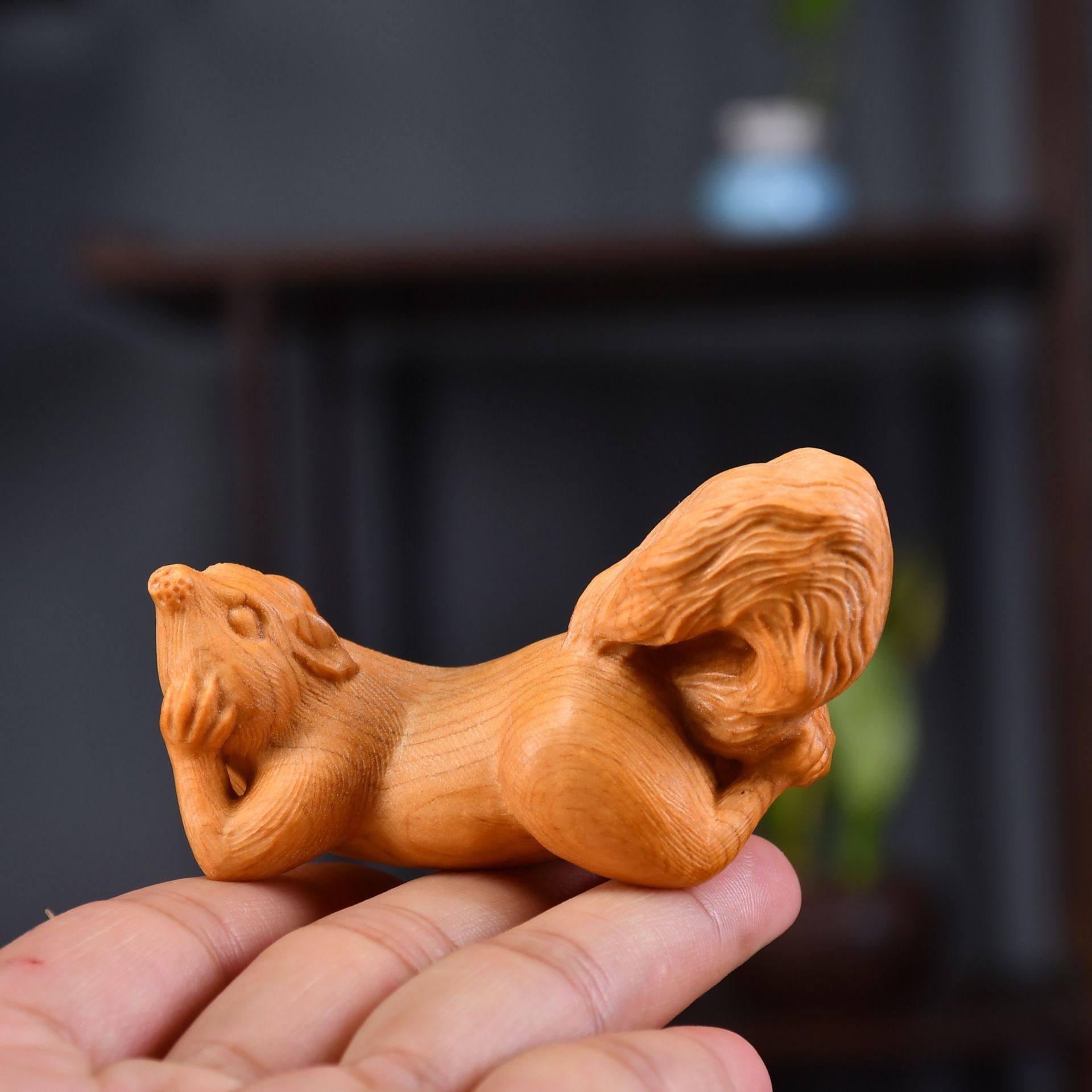 崖柏木雕可爱松鼠笔搁创意笔架实木雕刻家居摆件伴手礼盘玩手把件,餐饮具,茶宠摆件,淘宝优惠券,粉丝福利购,淘宝优惠卷