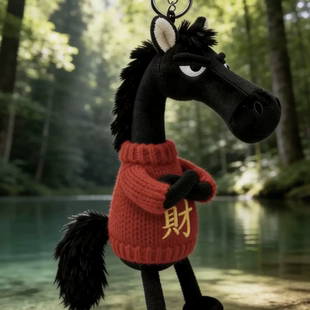 小红书爆款天选高冷黑马挂饰包包挂件钥匙扣毛绒玩具玩偶公仔摆件