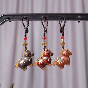 马年大吉生肖马手机挂件摇摇马摇钱马钥匙扣包包挂饰马年挂件彩绘