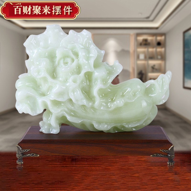新款青玉白菜摆件乔迁开业礼物玄关客厅酒柜装饰摆设老板办公桌