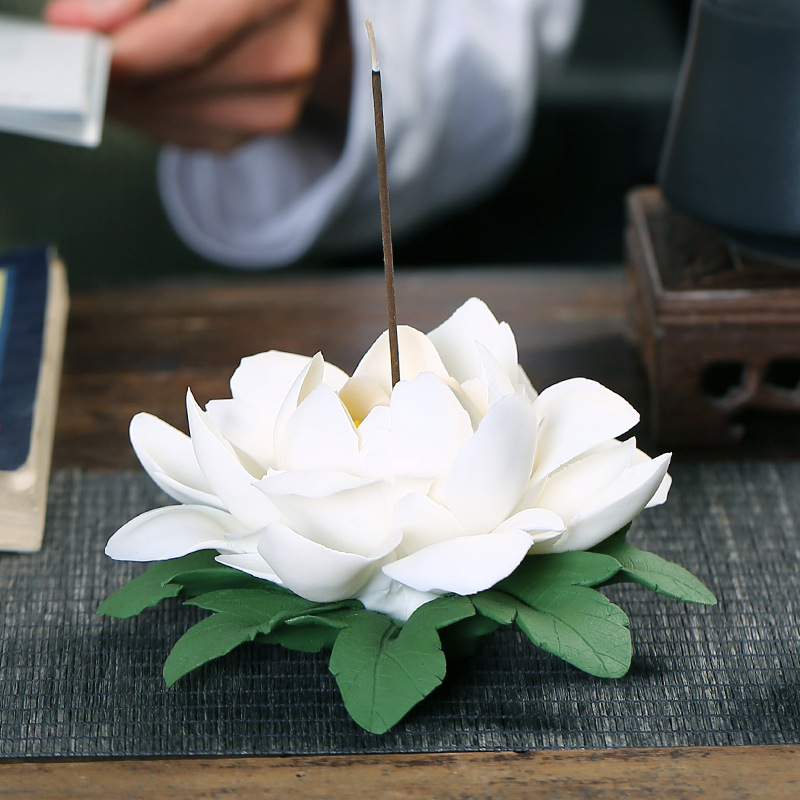 新品陶瓷牡丹香插线香摆件佛像线香檀香沉香香薰炉熏香工艺品香盒