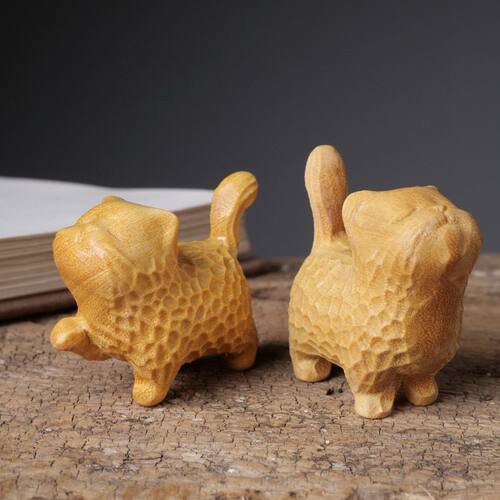 黄杨木雕现代童趣可爱清香傲娇猫招财小猫手把件随身盘玩动物桌面