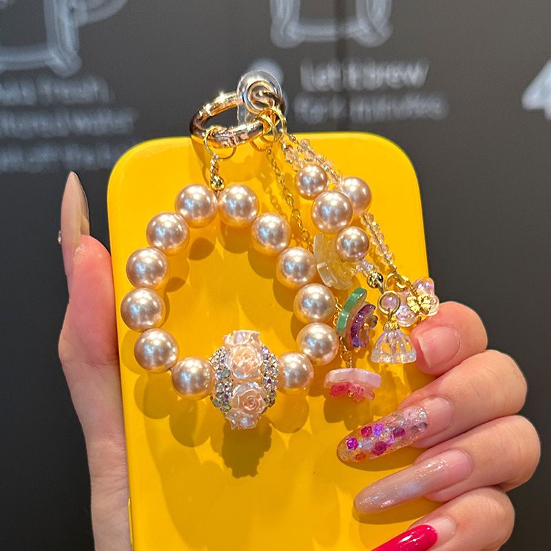手工精美挂件灵动转运手机链钥匙扣闪钻花朵兔团子包挂女生礼物珠