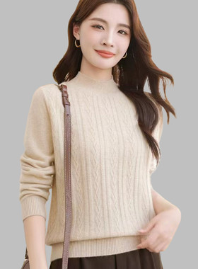 半高领纯山羊绒衫女宽松加厚毛衣
