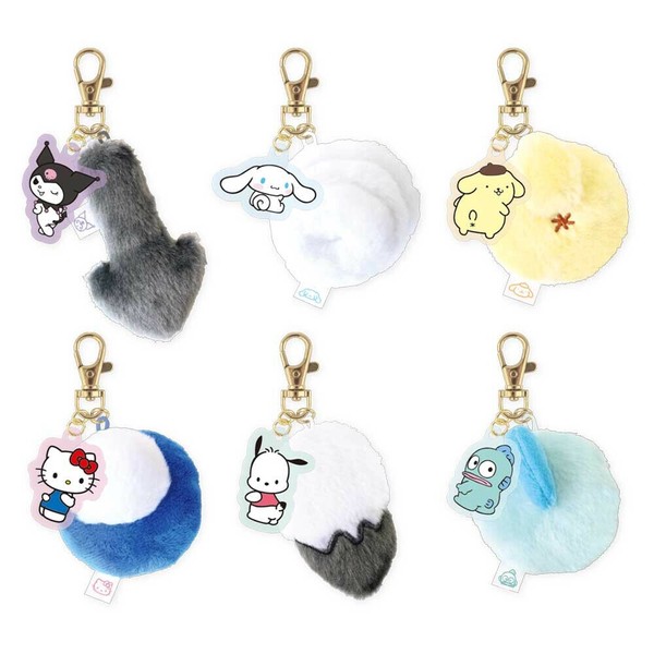 日本正版 预定 三丽鸥sanrio毛茸茸尾巴亚克力钥匙扣 可爱装饰