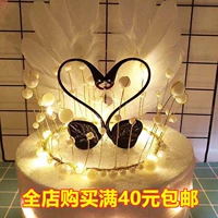 [七夕情人节烘焙蛋糕装饰爱情鸟黑天鹅蛋糕摆件情侣天鹅甜品台装饰]