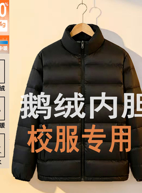 适配于各校冲锋衣鹅绒内胆初高中校服专用内搭保暖防风立领羽绒服