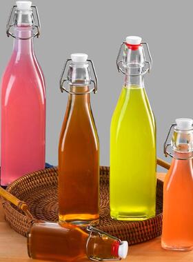 500ML1000ML卡扣玻璃白酒瓶乐扣空瓶密封水瓶酵素瓶酿酒瓶饮料瓶