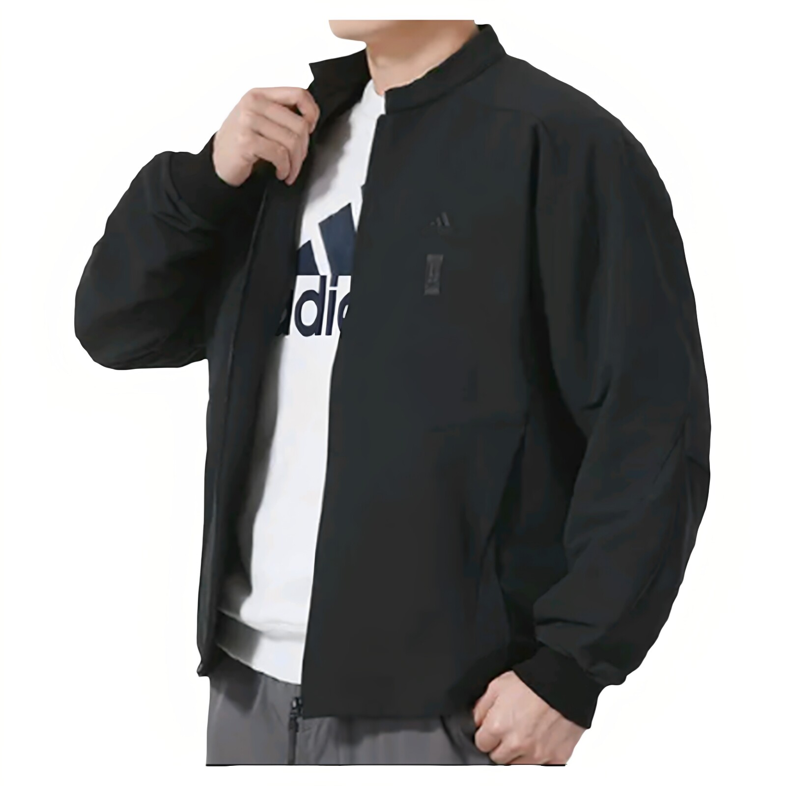 2XL码Adidas阿迪达斯男纯色拉链开衫立领舒适百搭夹克外套IX4282
