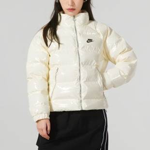 Nike耐克加厚款保暖漆皮短款长袖运动休闲外套棉服FQ3575-113