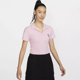Nike耐克女子刺绣logo翻领休闲舒适透气短袖polo衫HJ6852-663
