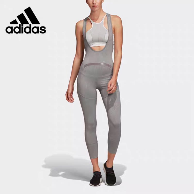正品Adidas阿迪达斯夏季薄款时尚修身运动休闲健身背带长裤DT9307