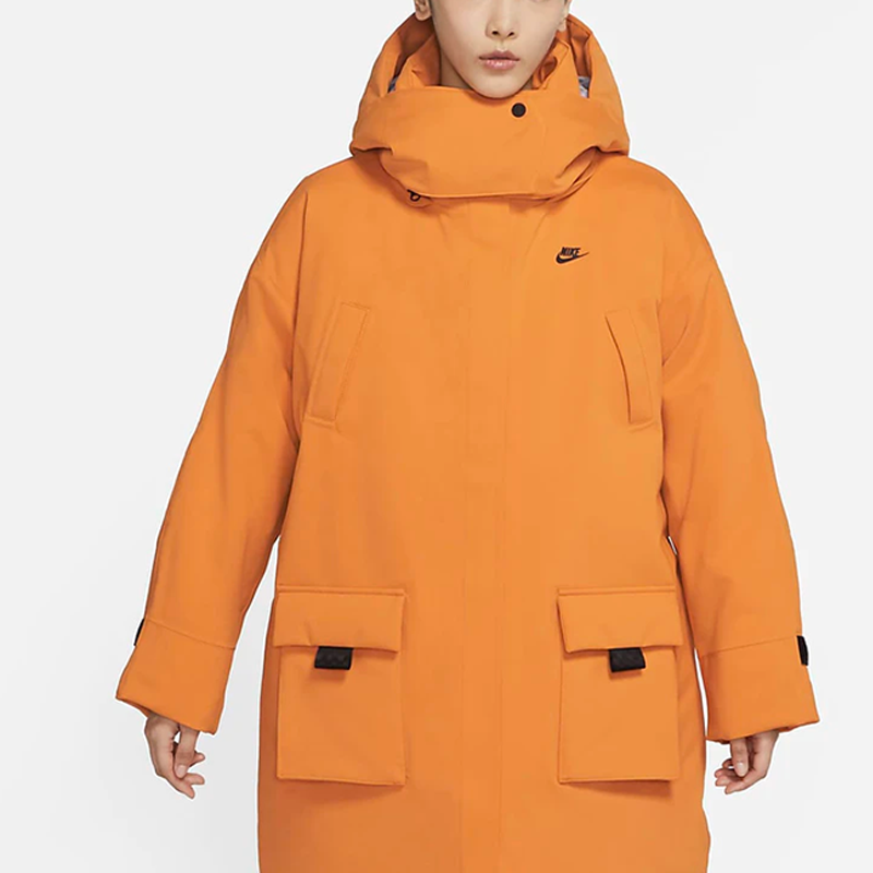 Nike耐克女子时尚保暖休闲防风长款工装连帽夹克外套DD4659-738