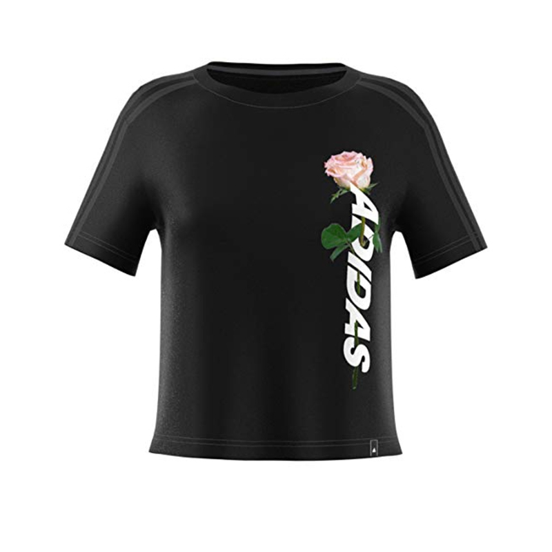 Adidas/阿迪达斯女夏季舒适透气速干玫瑰印花图案运动短袖ED8158