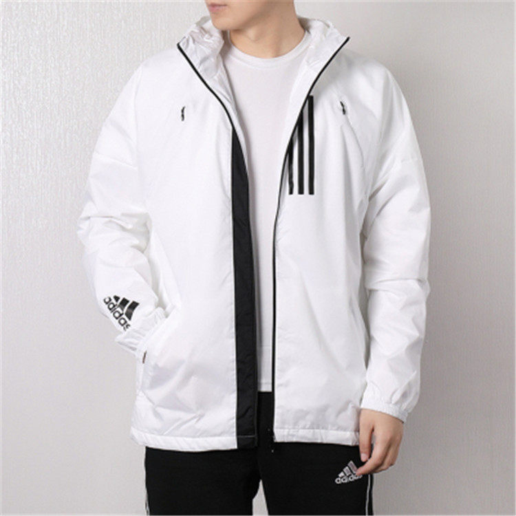 XL码Adidas阿迪达斯男子运动跑步防风衣梭织拉链连帽外套DZ0054