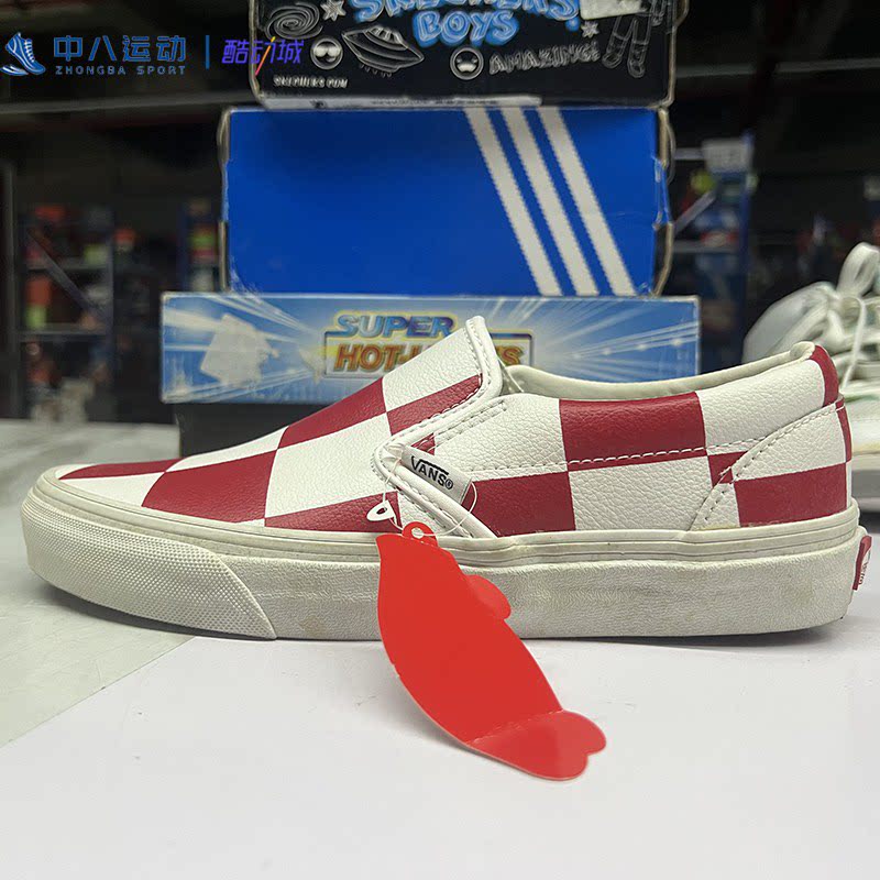VANS/万斯女春秋款舒适透气经典潮流方格轻便一脚蹬鞋VN0A4BV3TBV