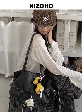 兮兮定制2025新款豹纹韩素希同款小众设计师款大容量百搭单肩女包