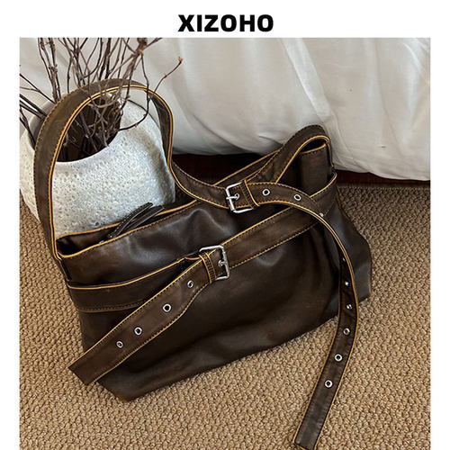 复古风大容量水洗新款百搭托特包