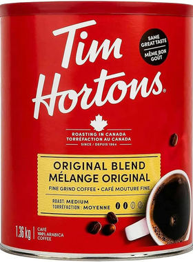 现货包邮加拿大国民品牌Tim Hortons咖啡粉经典中度烘焙1.36kg罐