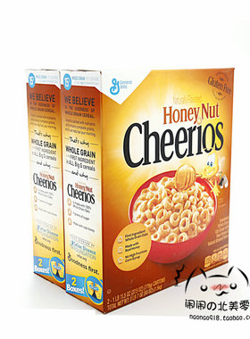 双盒包邮加拿大进口通用磨坊Cheerios蜂蜜大杏仁燕麦圈1.5kg新包