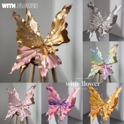 EVA金属感珠光蝴蝶装饰道具摆件