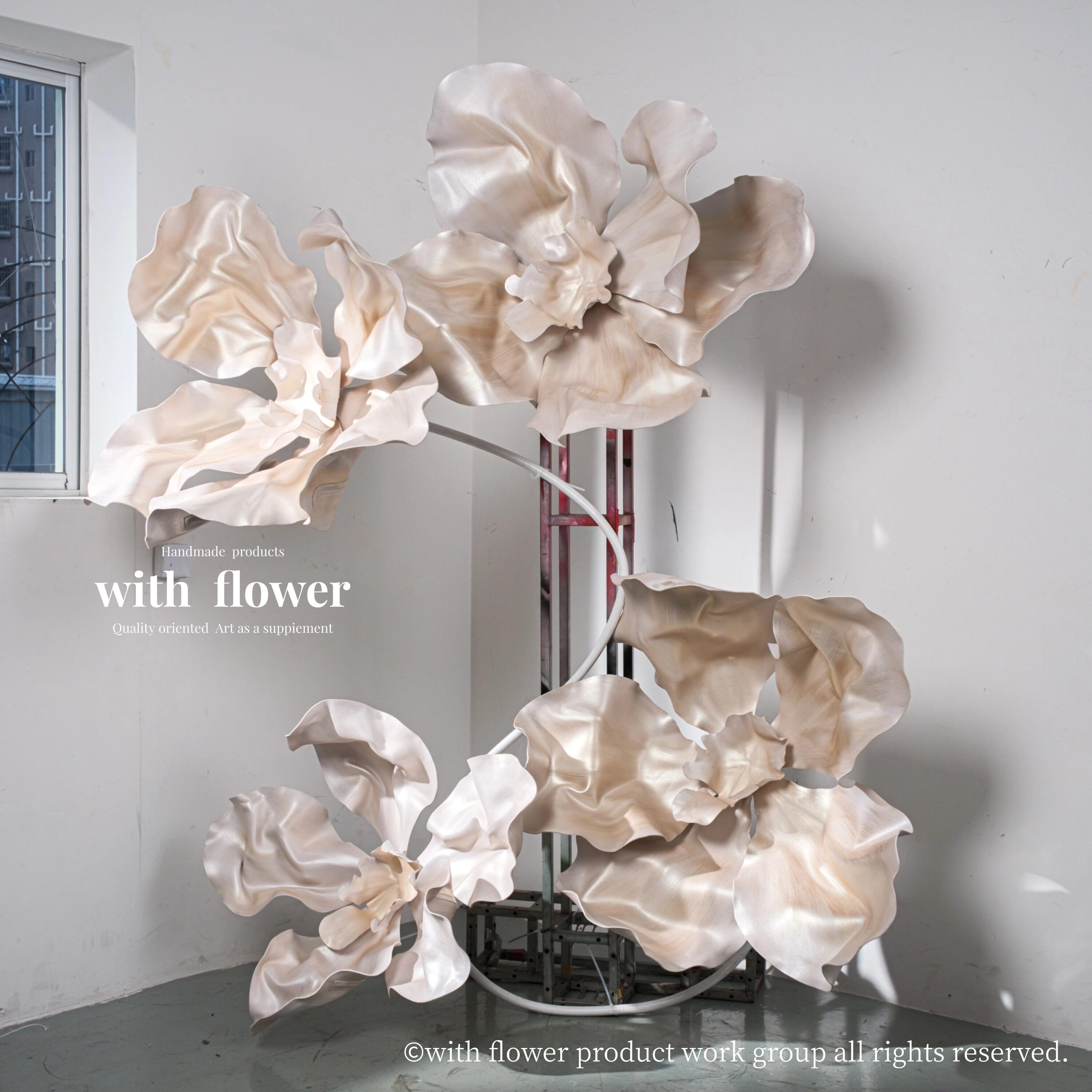 EVA香槟色珠光大花瓣巨型纸花大型婚礼造型装饰背景橱窗造景婚庆