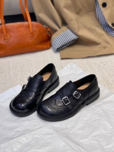 女鞋 欧洲站雕花高级全牛皮小皮鞋 内里羊皮纯手工复古乐福鞋