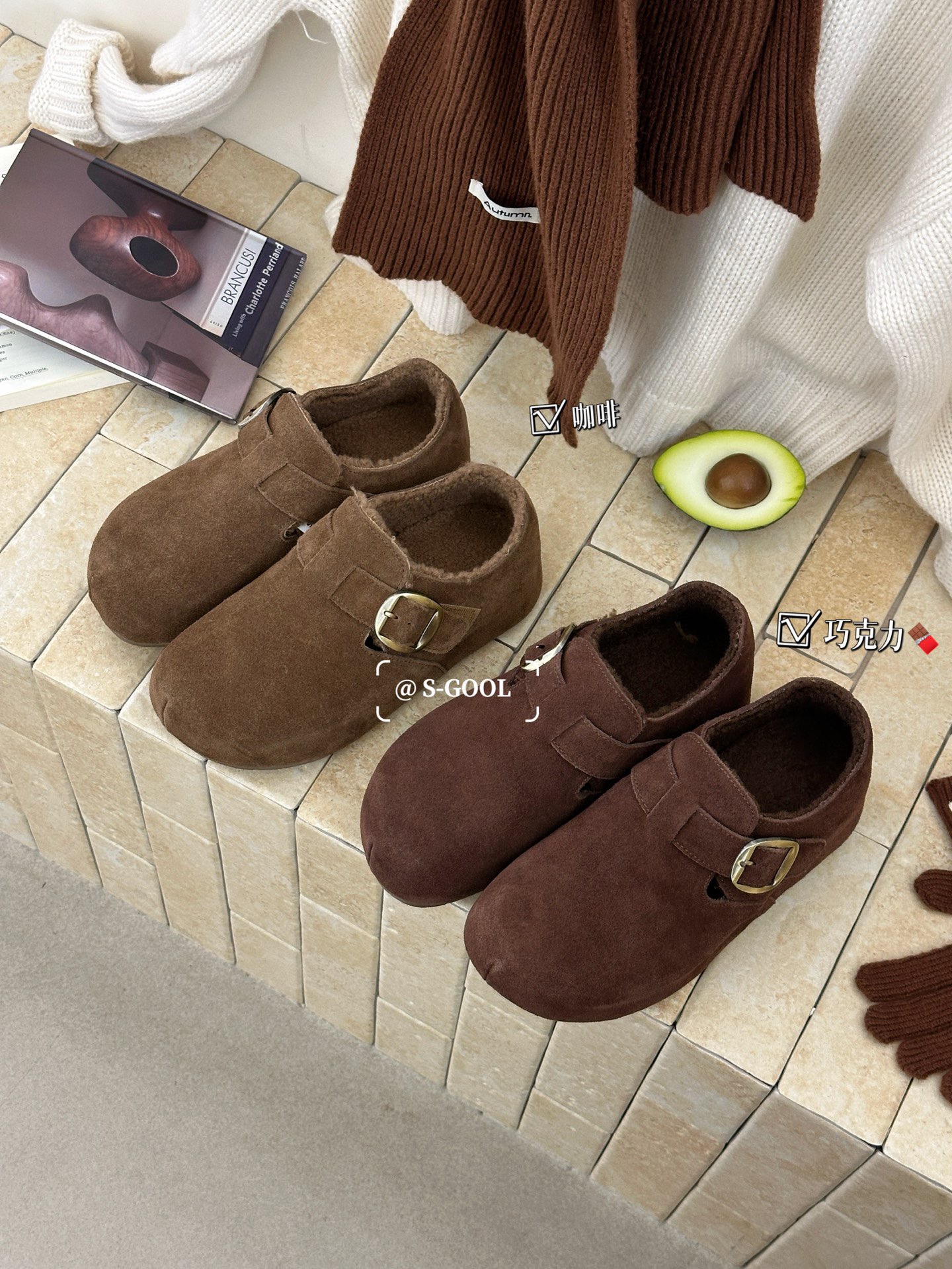 真皮勃肯鞋女2025新款秋冬加绒保暖棉鞋平底防滑休闲内增高女鞋潮