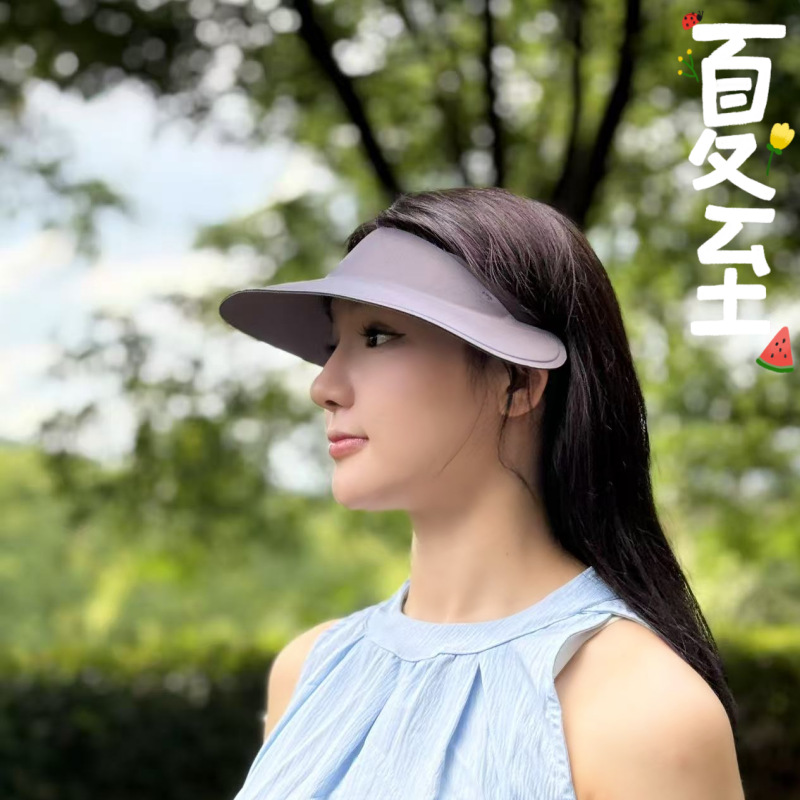 新款无痕防晒帽女款防紫外线空顶大帽檐夏季户外透气时尚遮阳帽