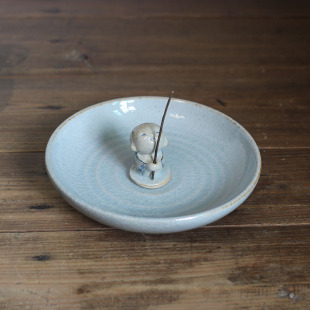 上新 手作 手工雕塑小沙弥和尚 陶瓷书房茶桌摆件小香插装饰品